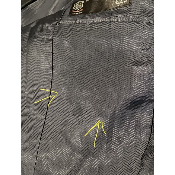 Napoli Wool Blazer Windowpane Plaid Suit Jacket 39R Gray Lined Notch Sports Coat - Picture 16 of 16